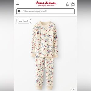BNWT Hanna Andersson Cream Pajama Set with Mountain Design